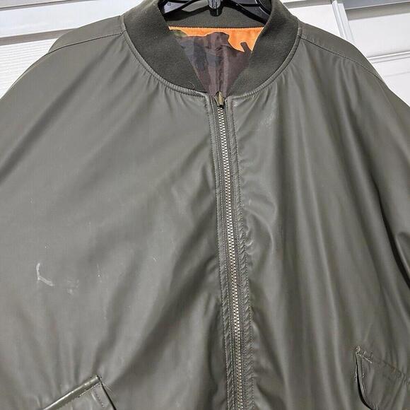 Vtg Camo Bomber Jacket Mens XL Reversible Blaze Orange Duck Camo PVC Shell - Picture 13 of 15